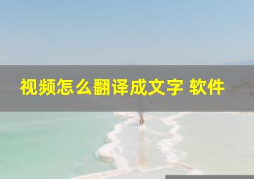 视频怎么翻译成文字 软件